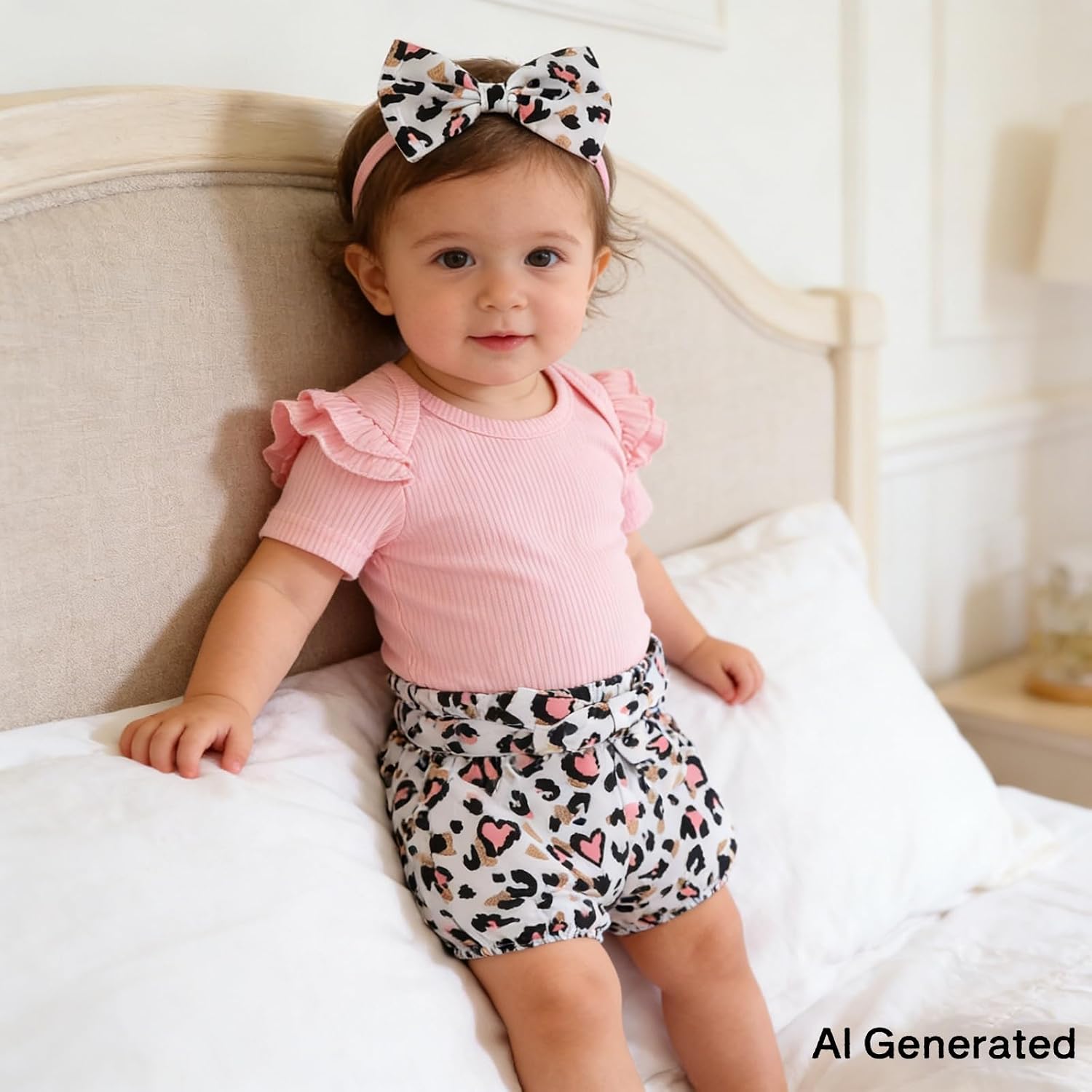 Baby Girl Ruffle Romper & Polka Dot Bloomers Set 0-18 month image 4