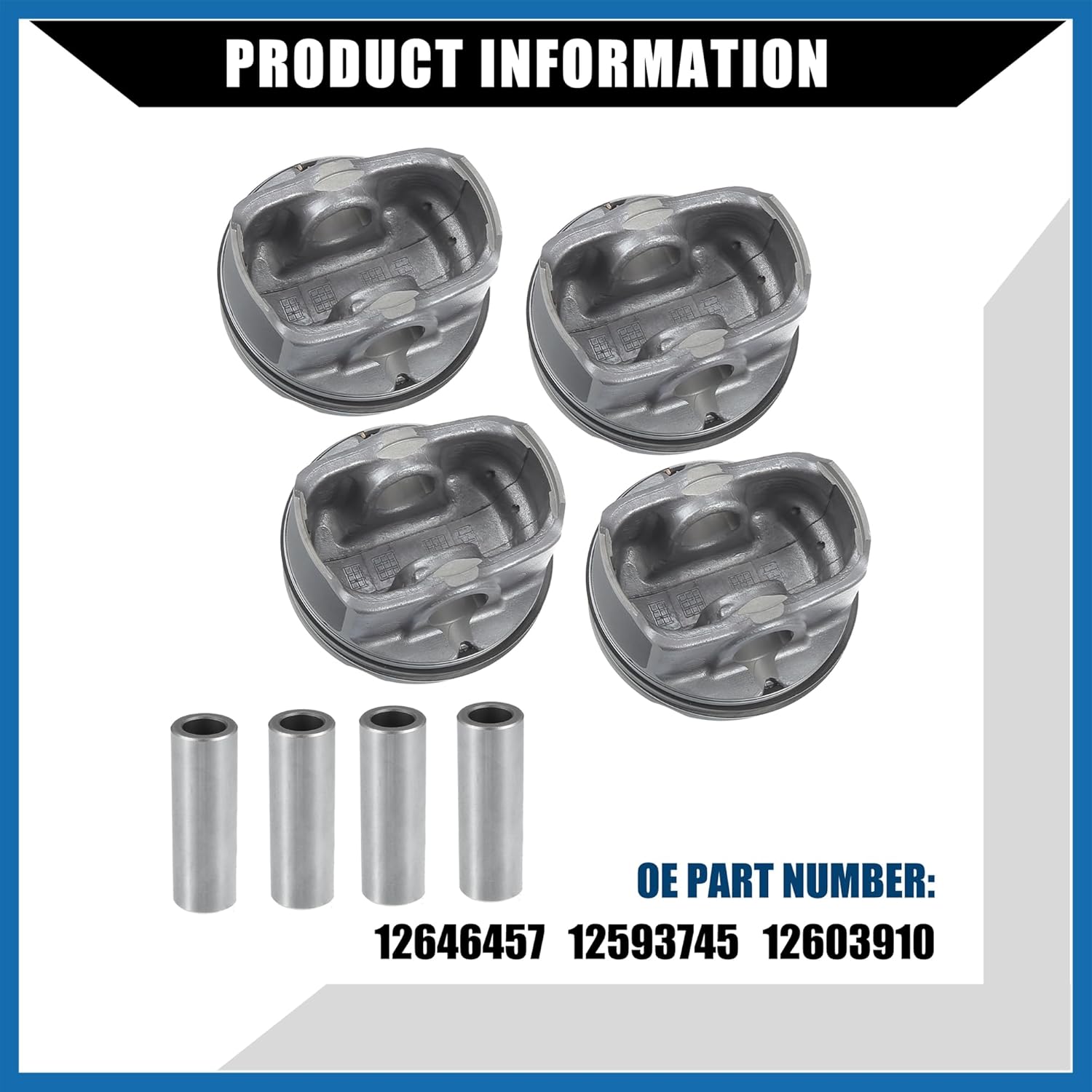 12578324 / Front/Engine Piston and Pin Assembly for Buick LaCrosse 2.4L 2010-2016 for Chevy Captiva 2012-2015 / Piston Rings Kit/Metal / 1 Set/Titanium Tone Item Replacement