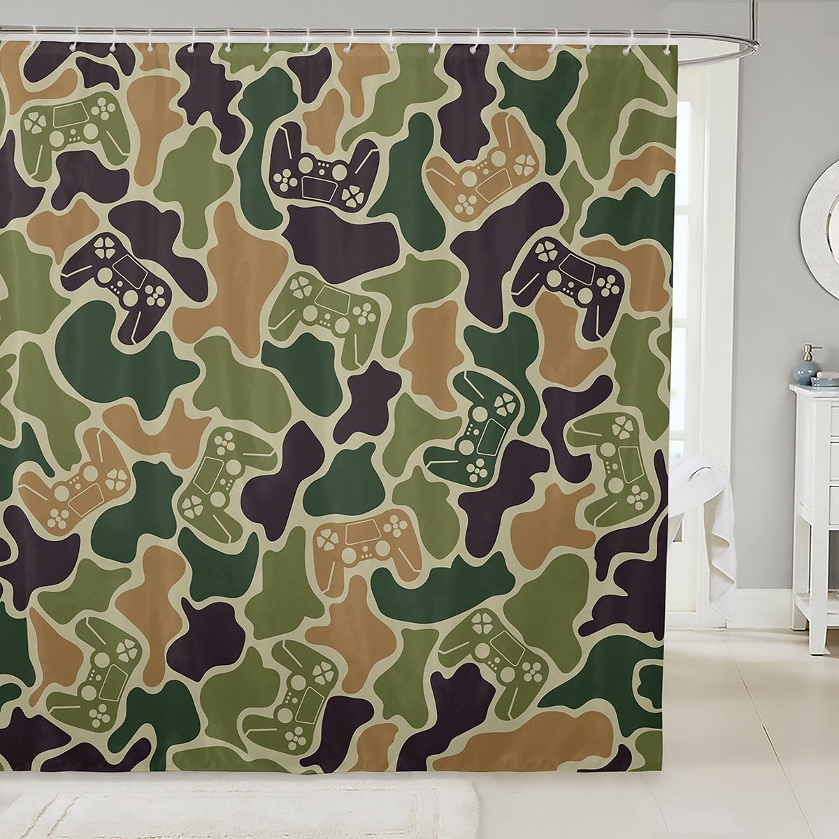 Feelyou Camo Gamer Shower Curtains Waterproof Fabric 72"x78"