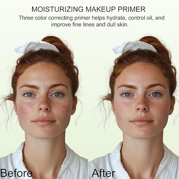 3 In 1Primer for Face Before Makeup,Sunscreen Isolation Cream, SPF 50, One Step Color Corrector Face Primer, Blurs Imperfections Oil Control & Moisturizing Skin Tone Correcting,Radiance Skin