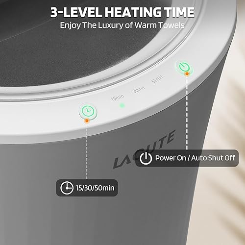Miniatura 2 de Lagute iSnug - Calentador de toallas para baño, con temporizador de 3 niveles, alarma de advertencia y luz RGB, apagado automático, cubo de