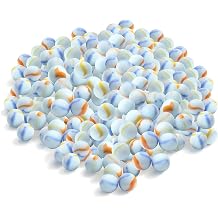 ARSUK White Glass Marbles, 170 pcs Kids Play Glass Marbles, Solid White Milky Marbles 16mm, in a Bag, Protection Against Damage, Sports Toys & Outdoor Games 955g Milky Marble