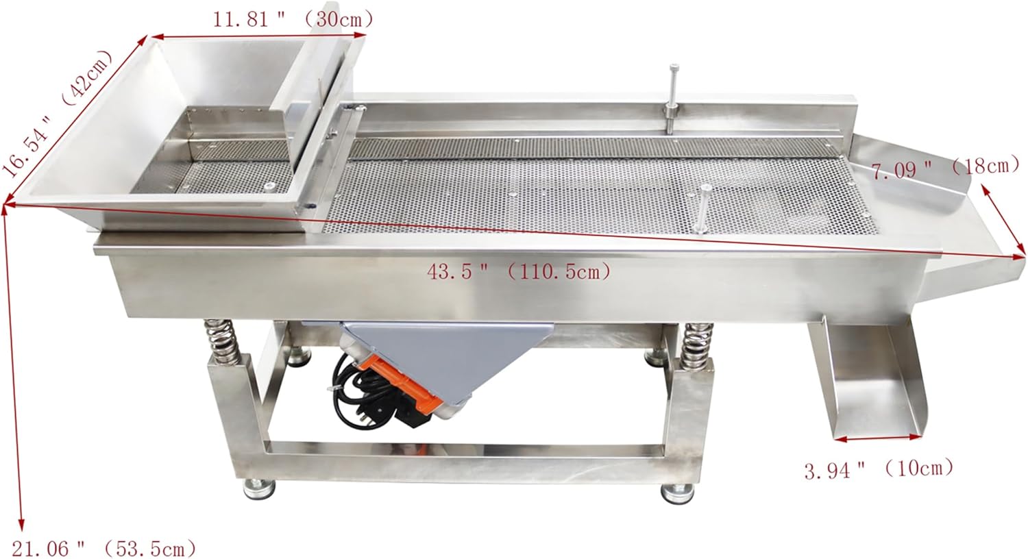 Straight Vibrating Sieve Shaker Linear Vibrating Sieve Machine Electric Linear Sifter 4mm ​Stainless Steel Screen Single Layer with Two 100W Motors, 110V (TB608 Series)