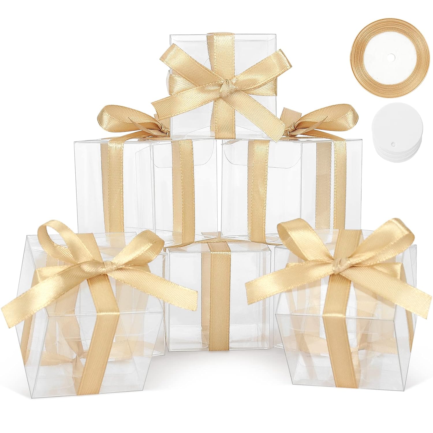 COTOPHER 60 Pcs Clear Favor Boxes, 2x2x2 Clear Gift Boxes