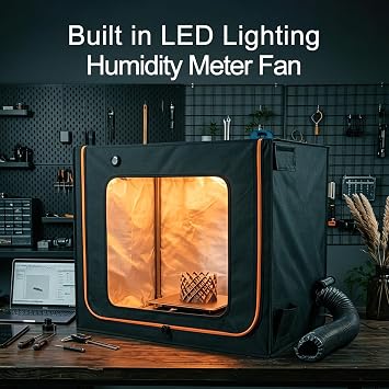 Large Resin 3D Printer Enclosure with Ventilation Kit & LED Light,Vented Enclosure Tent Cover,Dustproof & Noise Isolating,Odor Eliminating, Holds 2 Machines,Compatible with LCD UV Resin 3D Printers