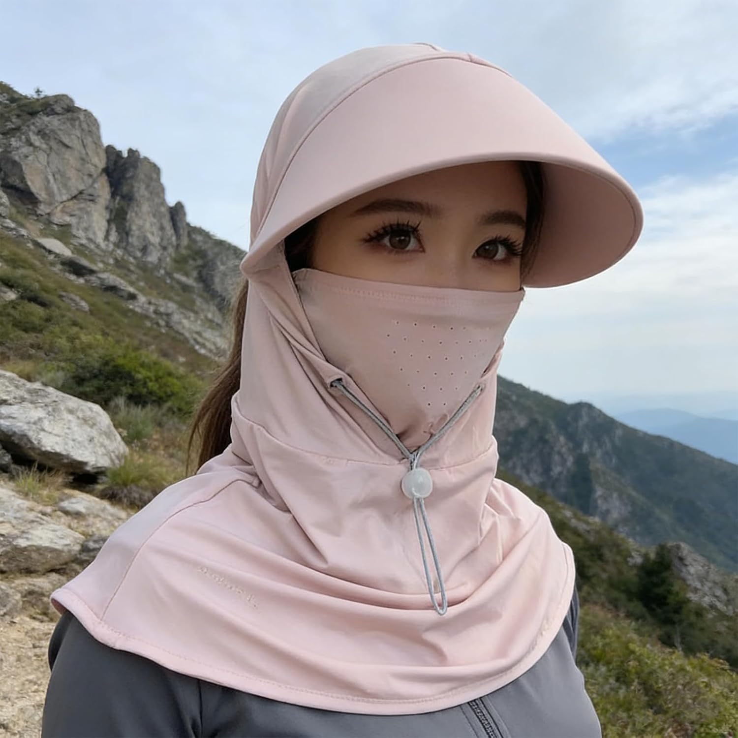 Summer Balaclava with Brim Face Mask for Sun Protection Cycling Fishing Face Mask for Men Women Full Head Sun Balaclava