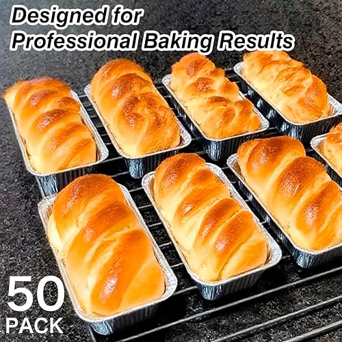 Miniatura 9 de Paquete de 100 mini moldes de aluminio para hornear de 1 libra, 6 x 3.5 x 2 pulgadas, moldes desechables de alta resistencia, moldes de pan de papel