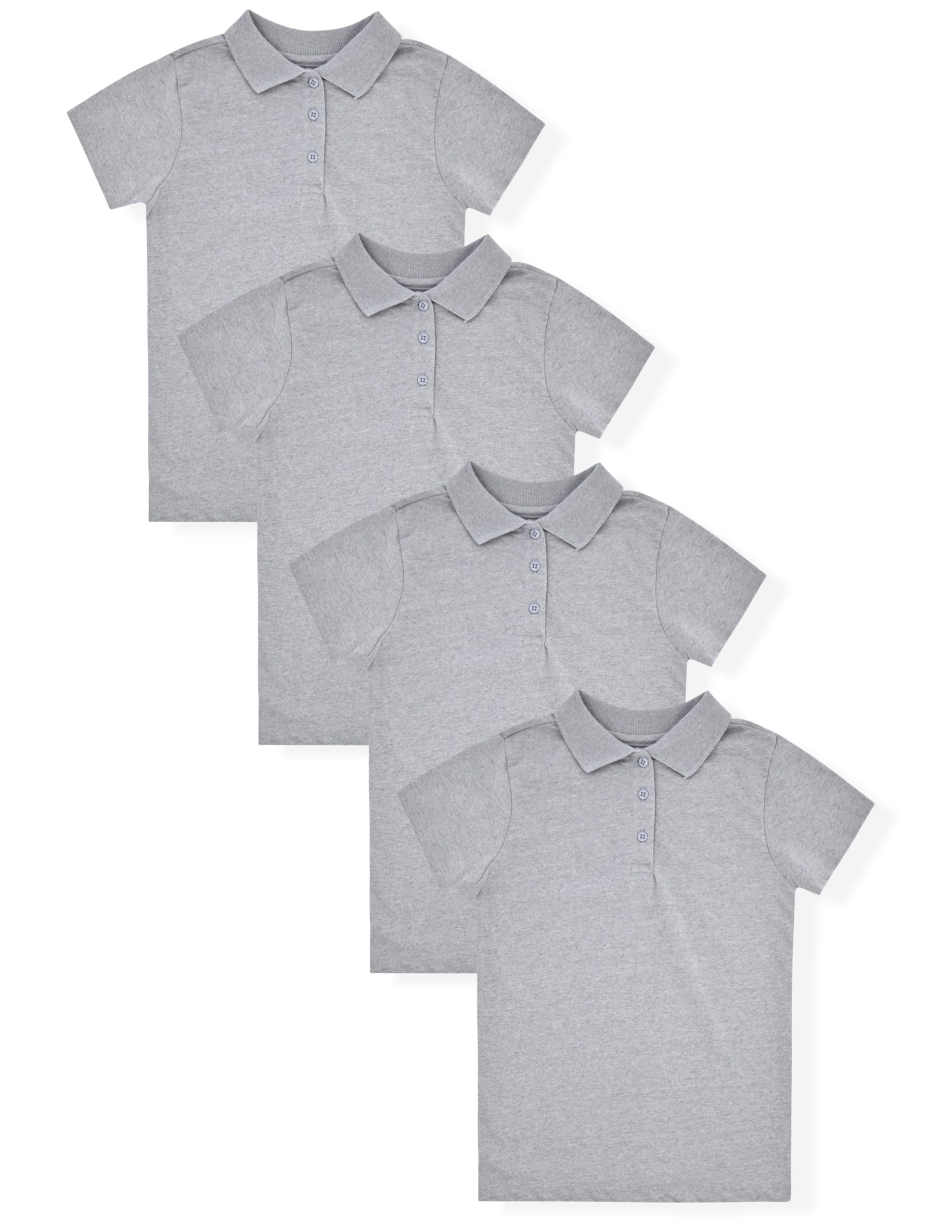 Studio 3 Girls' 4-Pack Soft Jersey Short Sleeve Polo Shirts