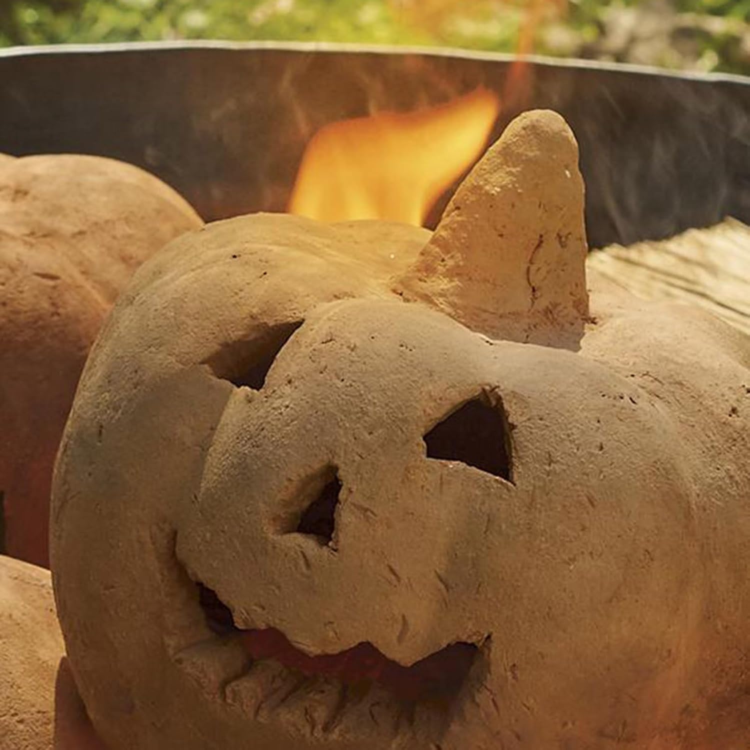 3PCS Halloween Fire Pits Pumpkins Stoneware, Reusable Pumpkin Fire Pit for Party, BBQ, Bonfire, Realistic Fireproof Pumpkins Fire Stones, Create a Spooky Atmosphere for Halloween (3)