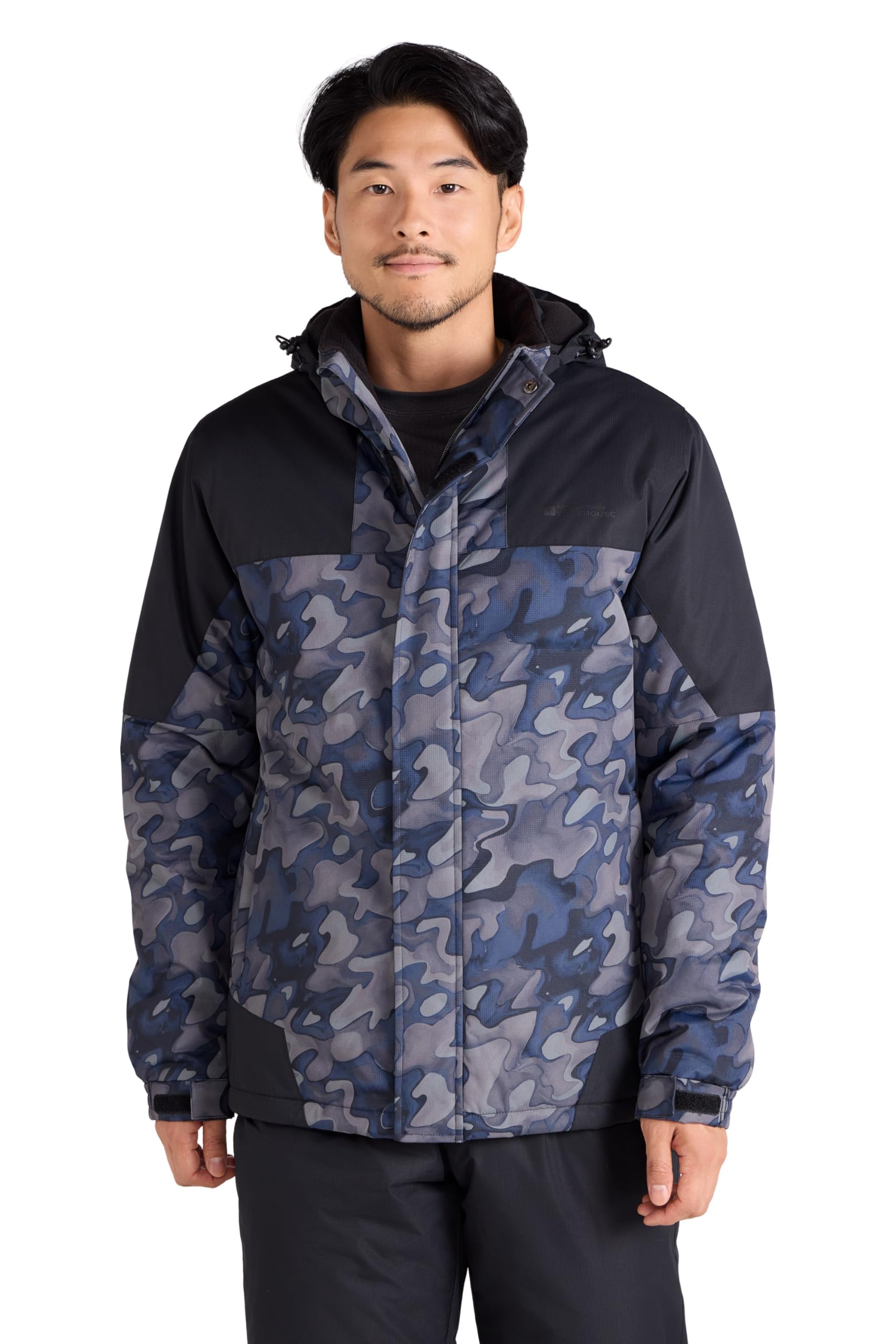 Mountain Warehouse Men's Brown Shadow Printed Ski Jacket - Snowproof, Extra Warmth, Fleece Lined, Adjustable Hem, Cuff & Hood - Ideal Warm Clothing For Holidays Xs