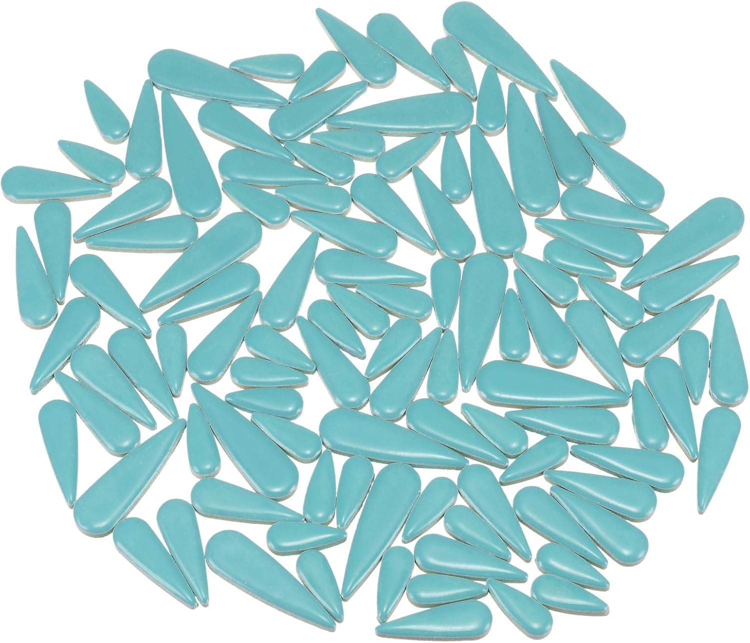 uxcell Ceramic Mosaic Tiles, 500g Teardrop Flower Leaves Tiles Mosaic Blocks for Art Craft and Home Decorations, Peacock Blue