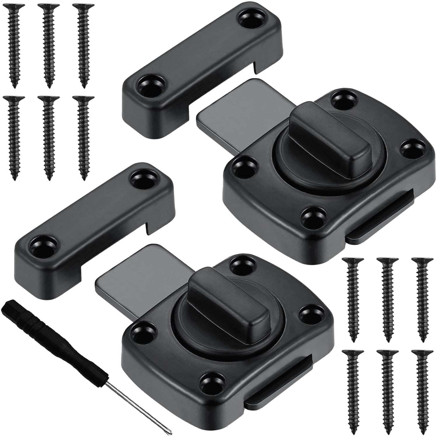 Wopanxye Black Interior Safety Lock, 2pcs Rotate Bolt Lock, Pet Door Latch