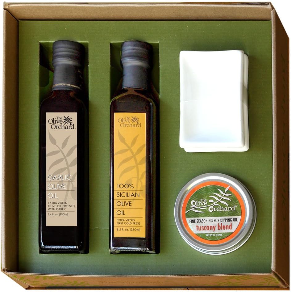 Sicilian and Garlic Extra Virgin Olive Oil Box Set Frustration Free Packaging