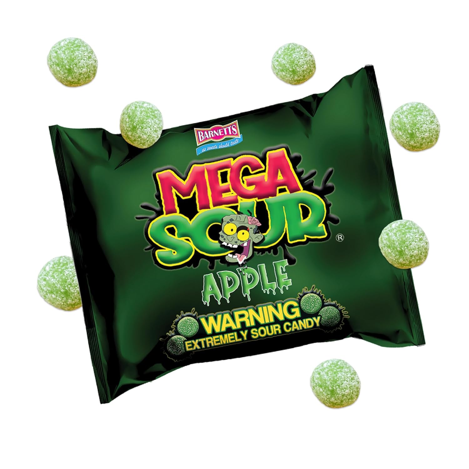 Barnetts Sweets Mega Sour Candy Apple 104g (Pack of 3) – Handmade British Hard Sweets – Extreme Sour Candy Challenge