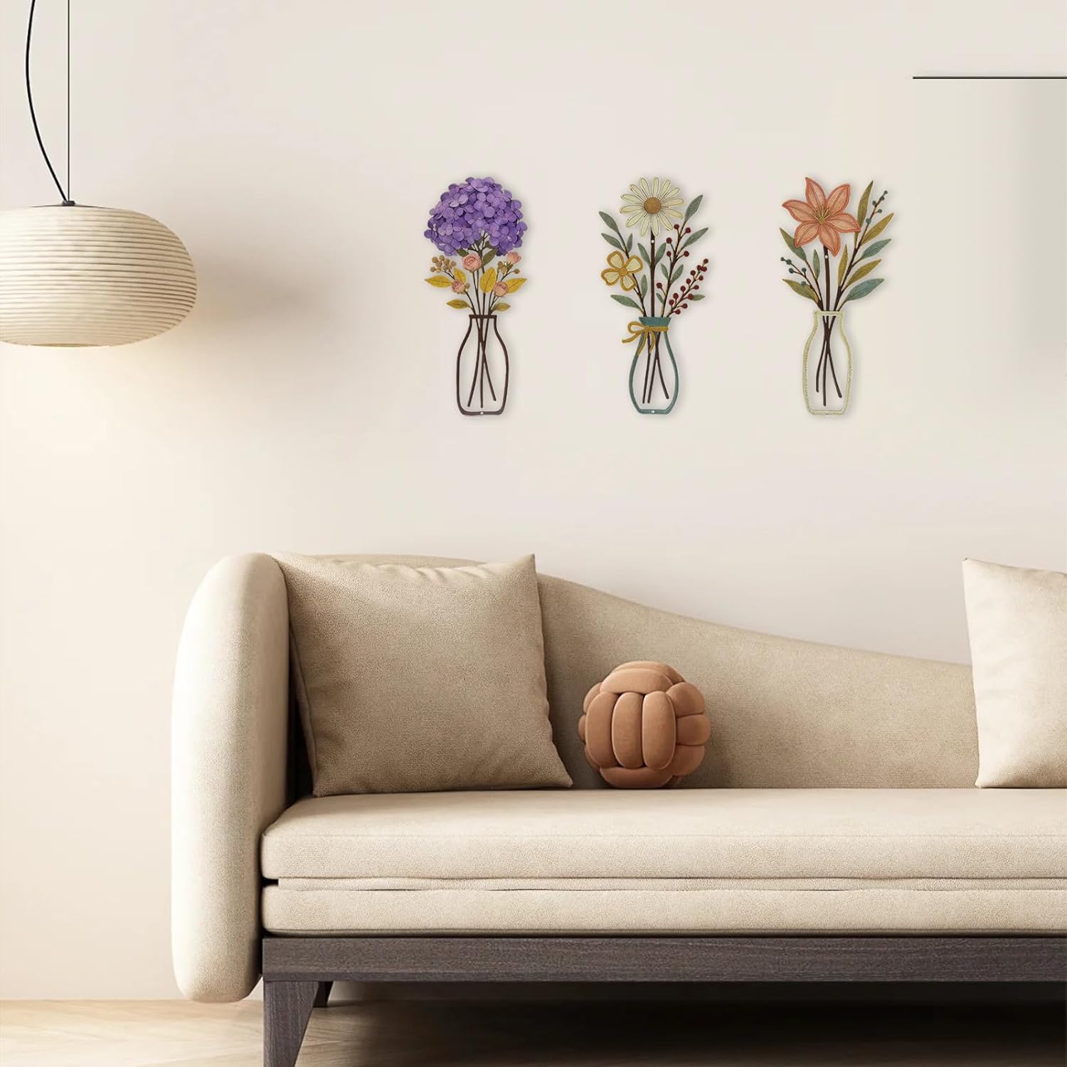 lnwfiv 3 Pieces Metal Flowers Wall Arts Rustic Farmhouse Decor,Floral Wall Decor for Living Room Bathroom Dining Room Bedroom Minimalist Decoration Housewarming Gifts (A)