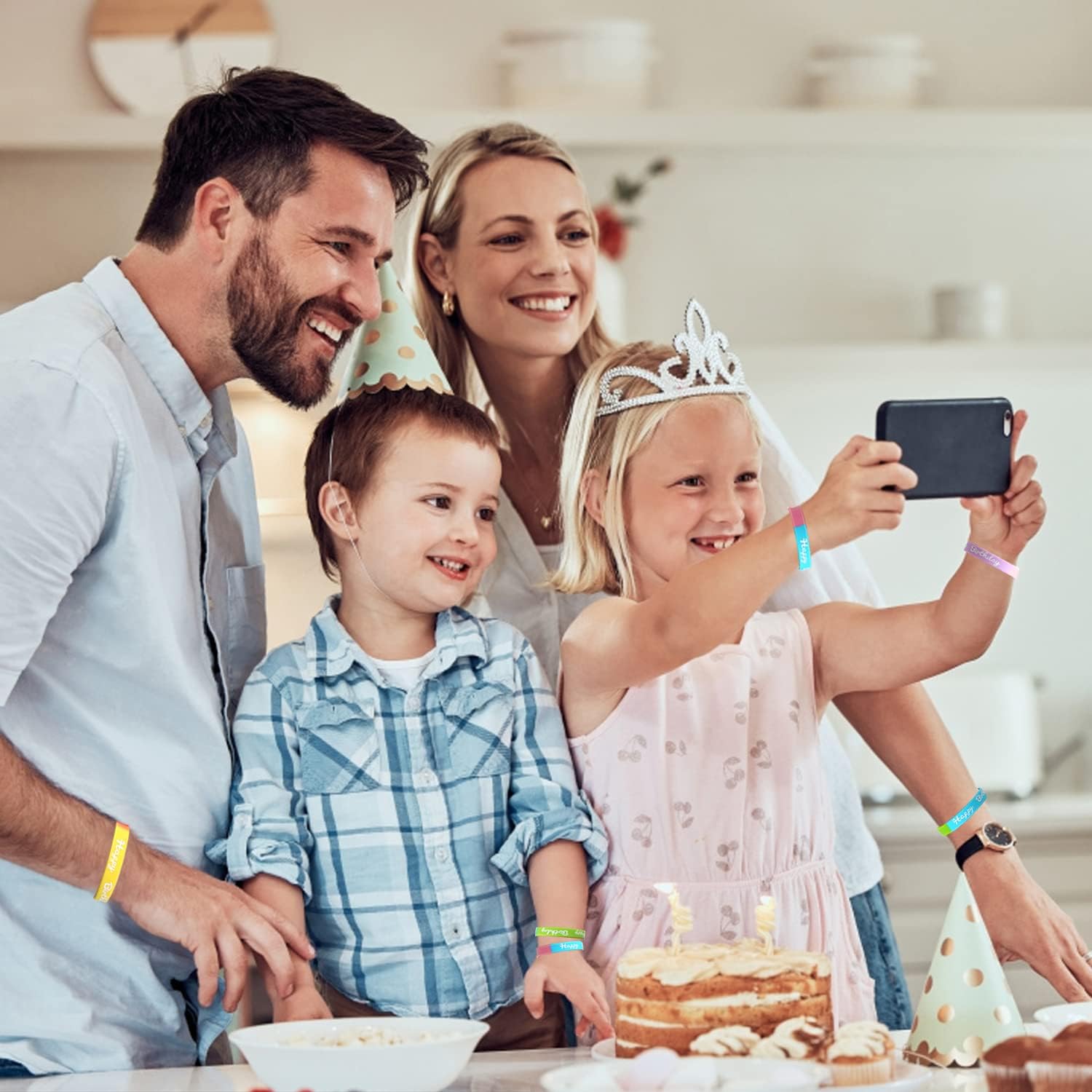 FOIMAS 24pcs Birthday Rubber Bracelet,Colored Happy Birthday Silicone Wristband for Kids Students Birthday Classroom Party Favor