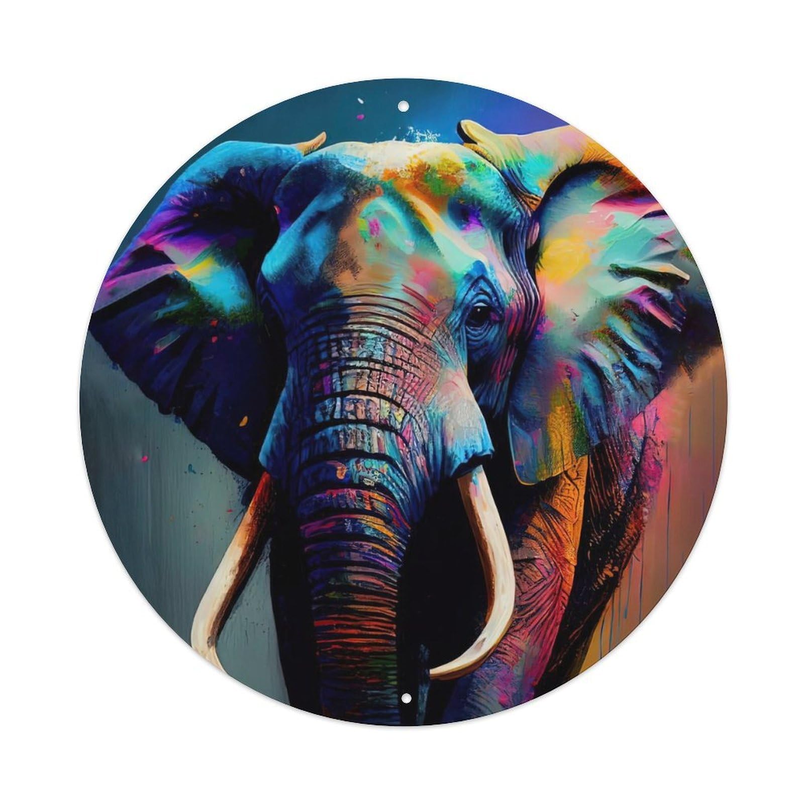 Animal Colorful Elephant Vintage Metal Tin Sign Plaque Wall Decor for Cafe, Club Bar, Office, Garden Metal Poster 8x8Inch