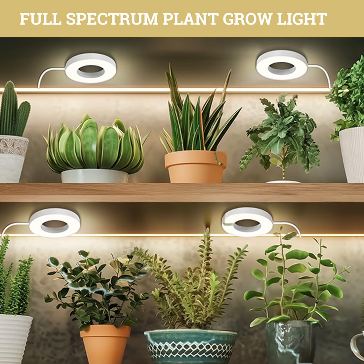 Luces de cultivo de techo para plantas de interior, 192 LED de espectro completo halo de luz LED para plantas, con interruptor de temporizador automático de 3/9/12 horas, 3 modos de luz, 10