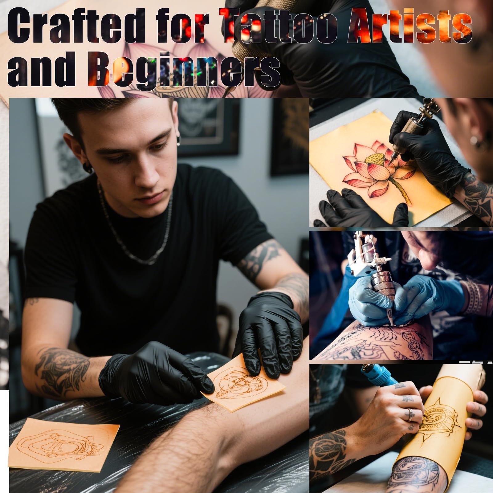 200 x 297 mm A4 Peau Synthétique Tatouage 3mm de Pratique 5 Pièces Fausse Peau Tatouage pour Débutants et Artistes Kit Tatouage Teint
