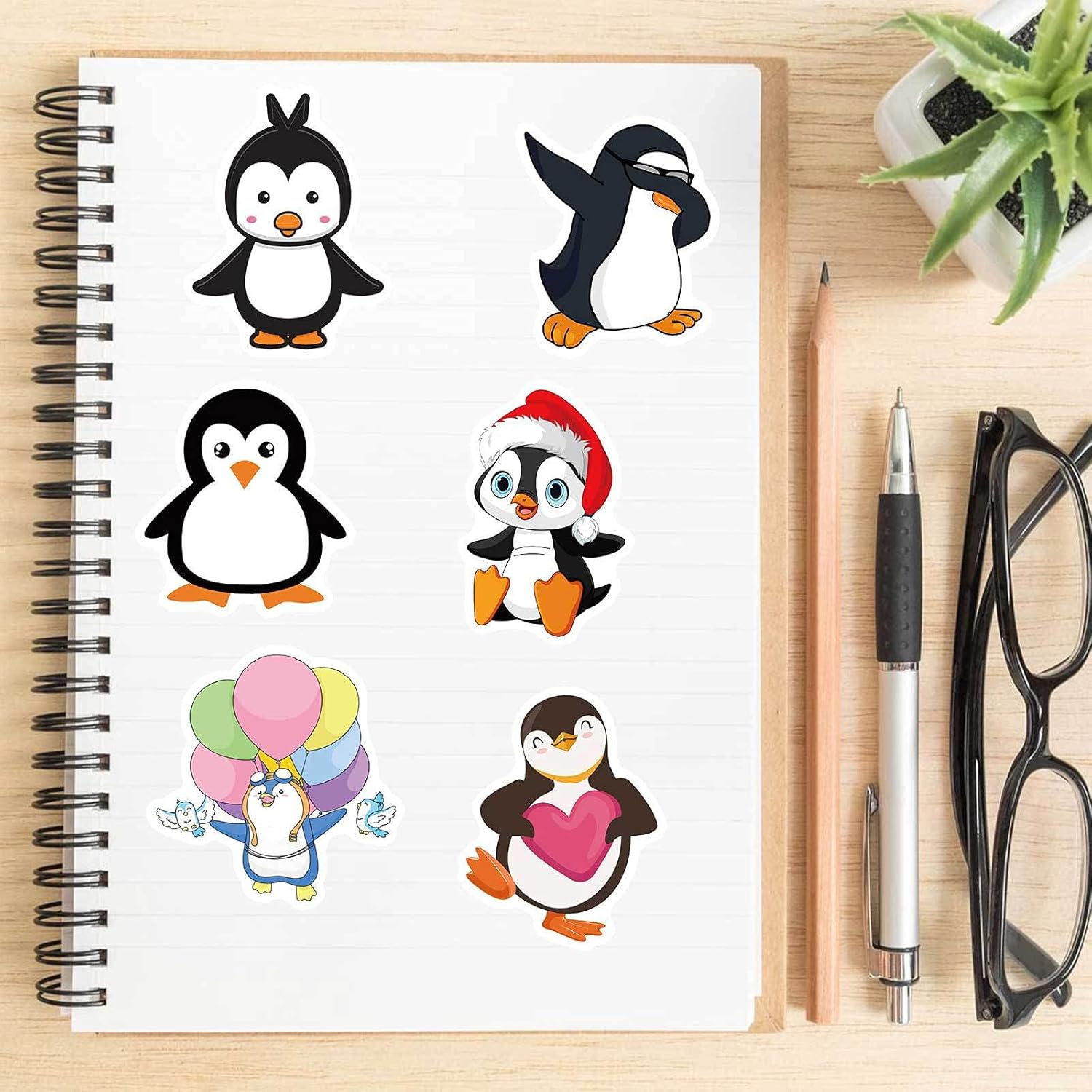 100 Pcs Cute Penguin Stickers Funny Penguin Waterproof Vinyl Laptops Decals for Water Bottle Bumper Journal Cartoon Animals Party Reward Sticker for Kids Teens Adults - Image 2