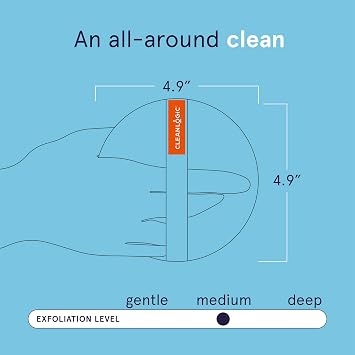 Cleanlogic Detoxify Purifying Charcoal Infused Exfoliating Body Scrubber, Dual-Texture Round Exfoliator Tool for Smooth, Clean Skin, Daily Skincare Routine, 3 Count Value Pack