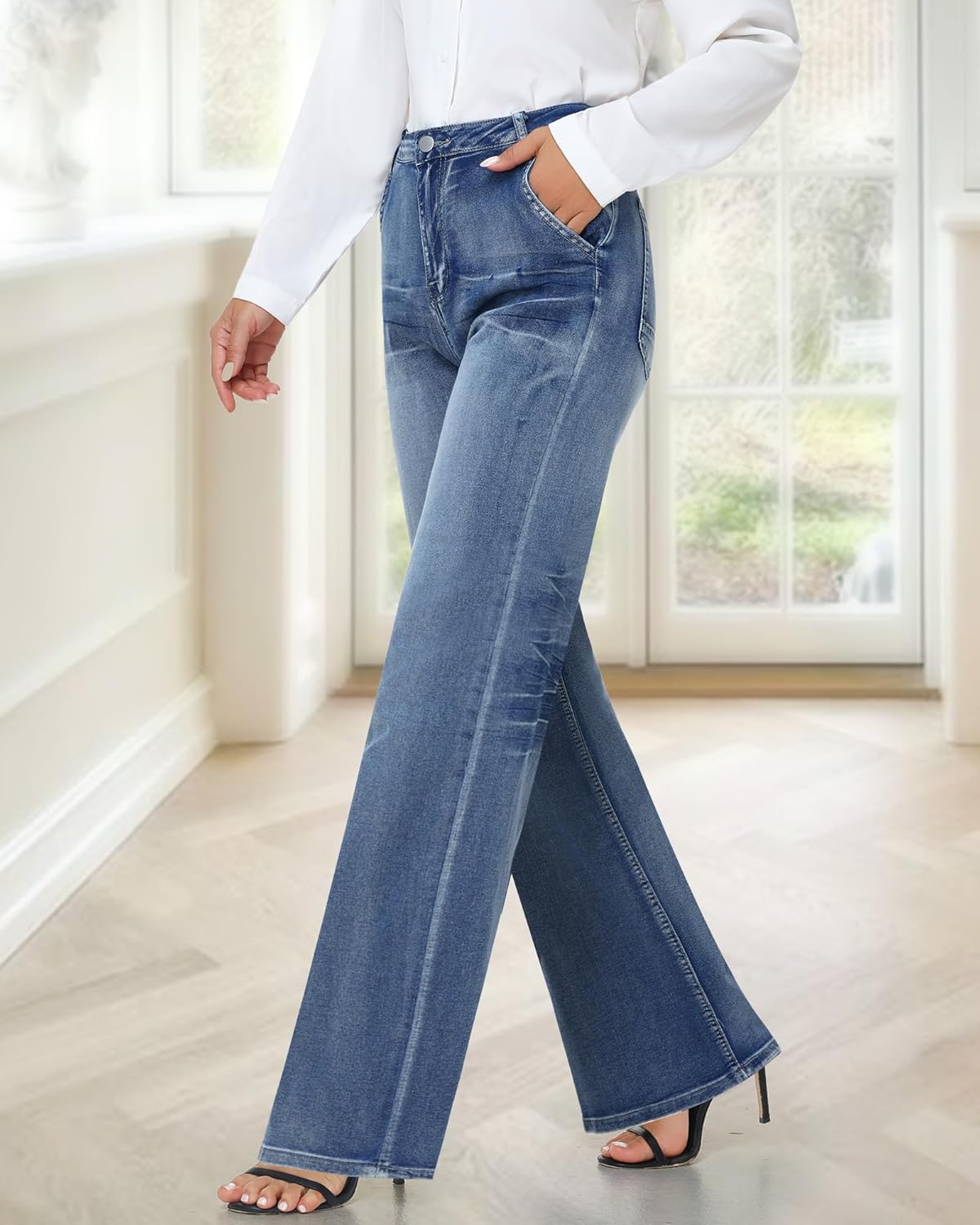 Women Wide Leg Jeans High Waist Baggy Denim Pants Distressed Washed Casual Loose Jeans Boyfriend Streetwear Trousers - Image 4