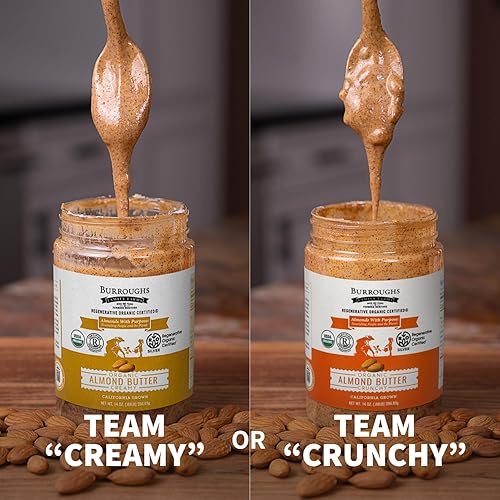 Vista 6 de Mantequilla de almendra cremosa orgánica USDA, 14 oz – Sin aceite de palma, sin azúcar añadida – Mantequilla de almendra con el doble