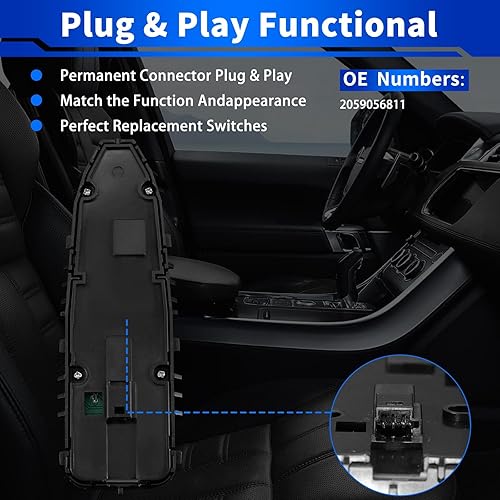 Miniatura 4 de YZHIDIANF 2059056811 Interruptor de control de ventana delantero izquierdo del lado del conductor para Mercedes-Benz GLC300 C350e C63 C63s C300 C43