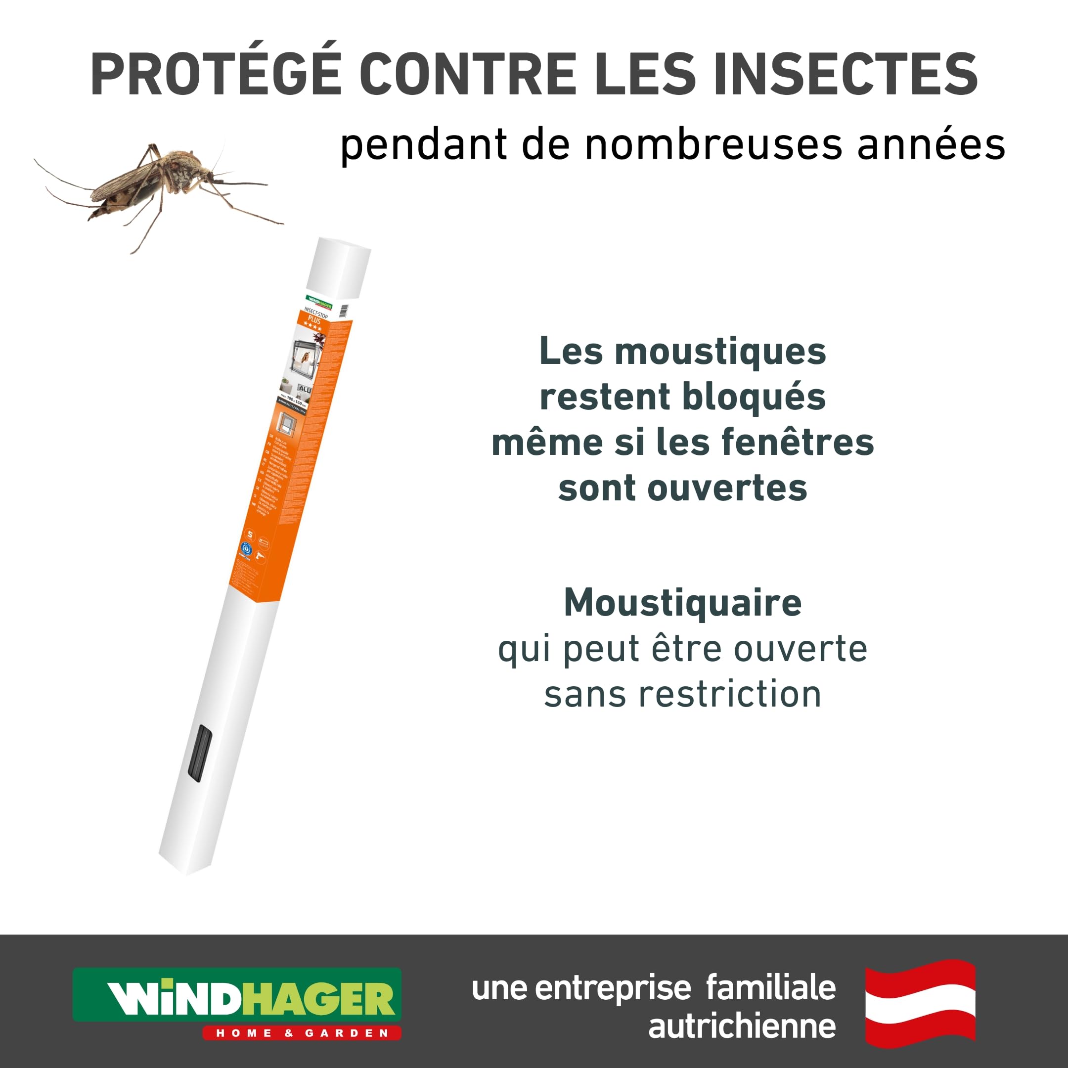 Windhager Protection contre les insectes - Store moustiquaire Store de fenêtre à suspendre - Kit de montage - 130 x 160 cm - Anthracite