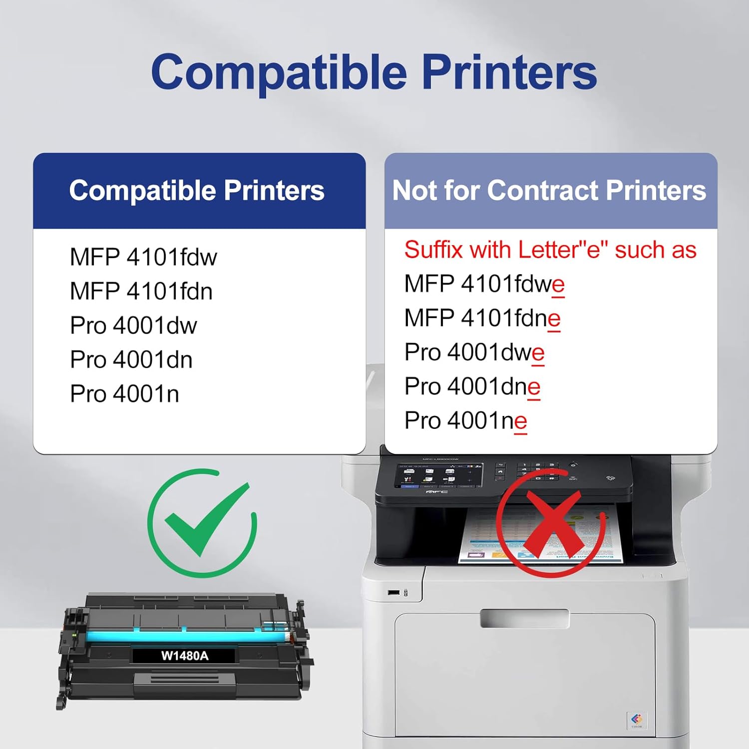 148A Toner Cartridge (with Chip) Compatible Replacement for HP 148A 148X W1480A W1480X Toner Cartridge Works with HP Pro 4001dw 4001dn 4001n MFP 4101fdw 4101fdn Printer (1 Black)