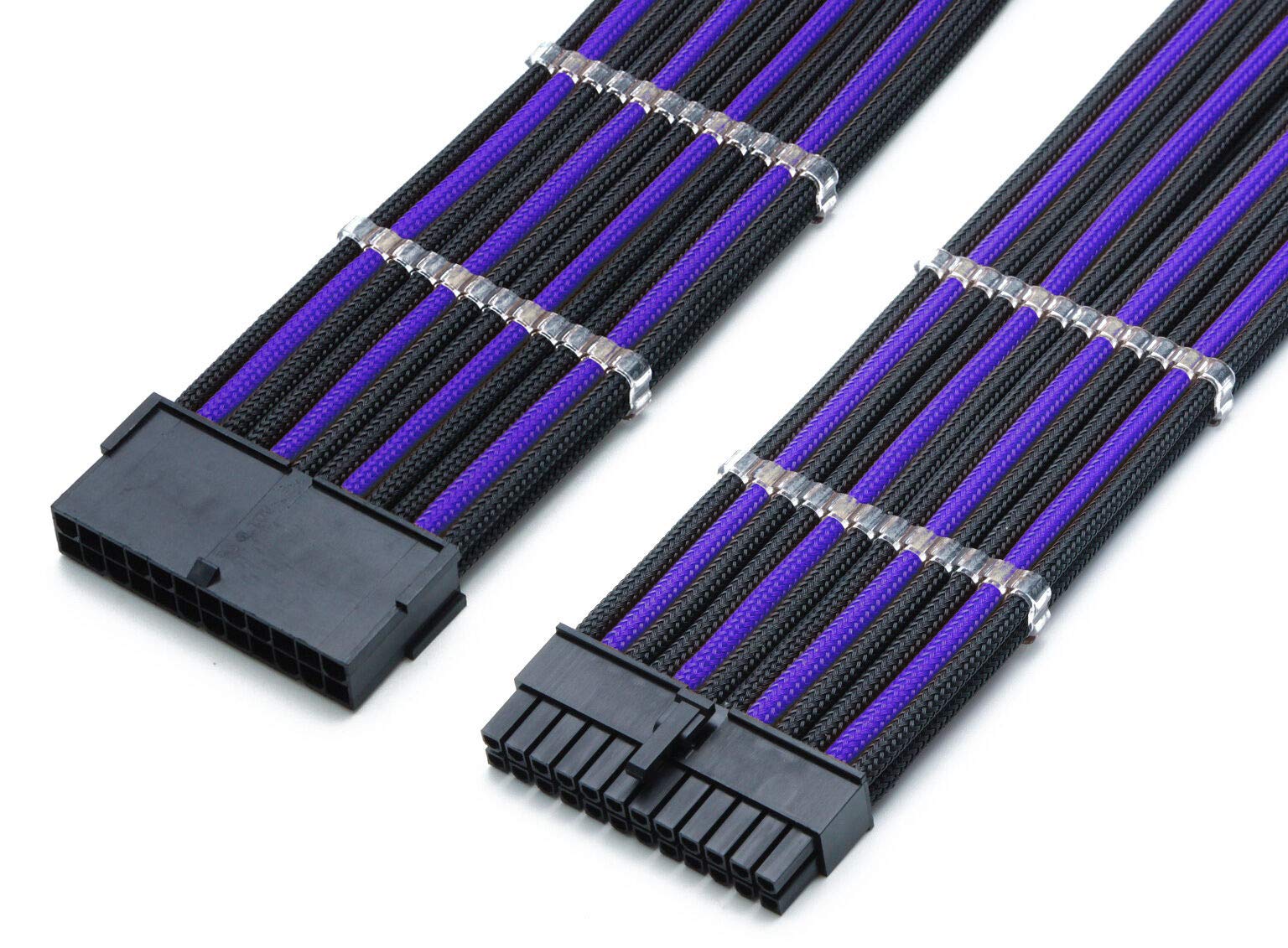 Shakmods 30cm BLACK 24 Pin ATX Motherboard Black Extension Sleeved Cable with 2 Free Cable Comb — view 16