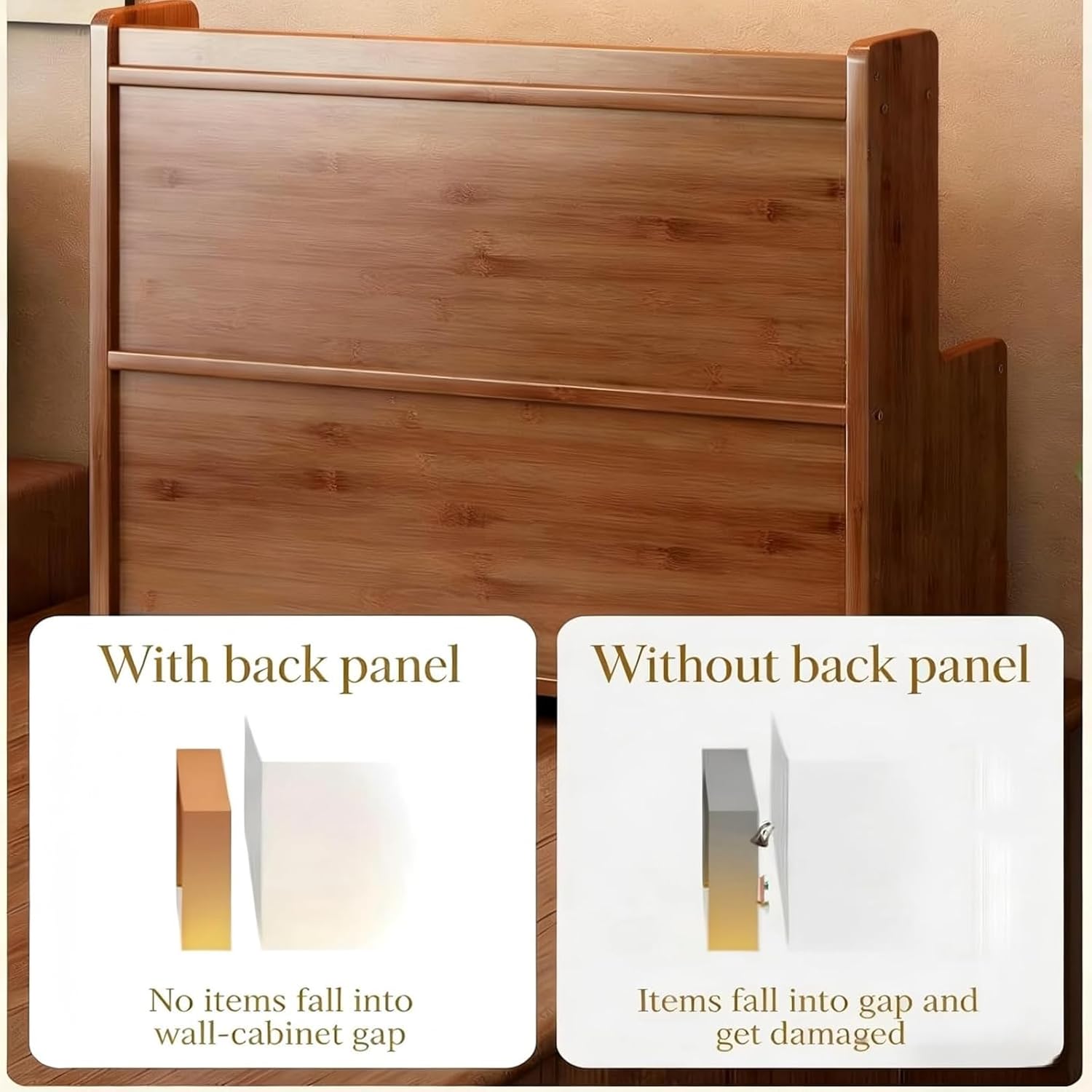 Bamboo 2-Tier Countertop Organizer with Flip-Top Door, 11.8" Slim&19.7" Standard Storage Cabinet, Perfect for Kitchen, Coffee Bar, Office Desk & Bathroom Vanity Organization