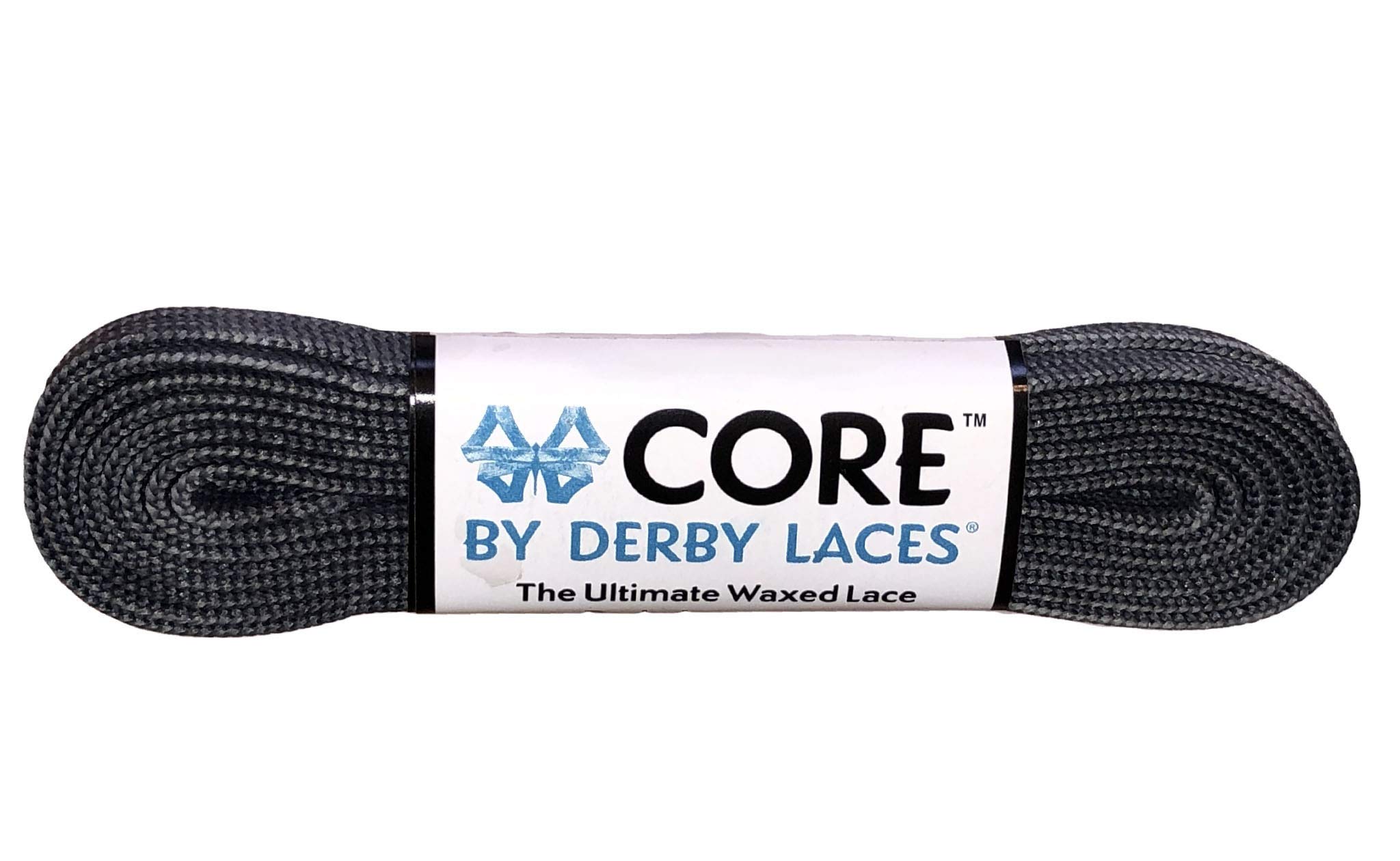Derby Laces CORE Narrow 6mm Waxed Lace for Figure Skates, Roller Skates, Boots, and Regular Shoes, Slate Gray, 213 cm