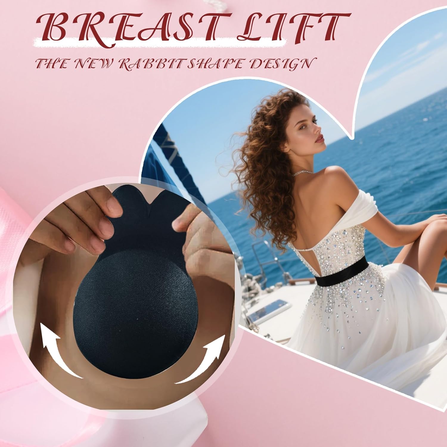 2 Pieces Strapless Sticky Push-Up Bra for Women,Adhesive Invisible Backless Nipple Covers - Image 7