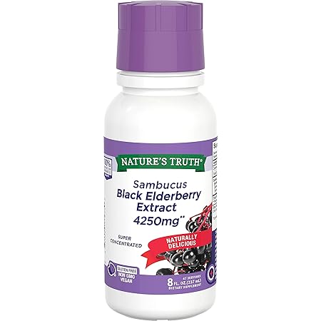 Nature's Truth Black Elderberry Extract 4250mg | 8 oz Syrup | Super Concentrated Sambucus Supplement | Vegan, Non-GMO, Gluten Free