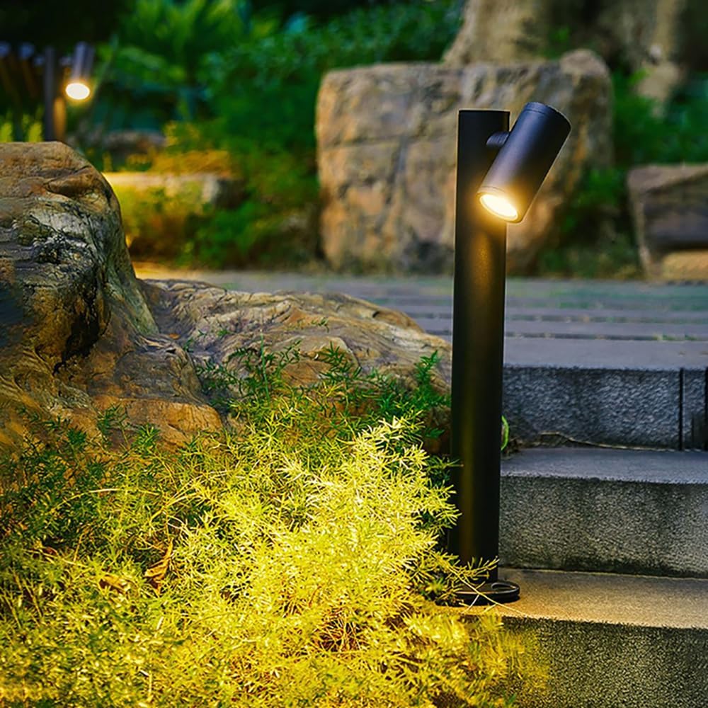 Modern Pathway Lights Adjustable Angle Spotlight Post Lights Outdoor Path Lights LED 2700K Warm Light Walkway Lighting Landscape Sideway Lighting IP65 Waterproof (1-Light)