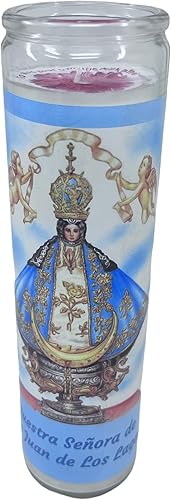Vela de ofrenda o oración sin aroma la santísima virgen de San Juan de los lagos recipiente alto de vidrio