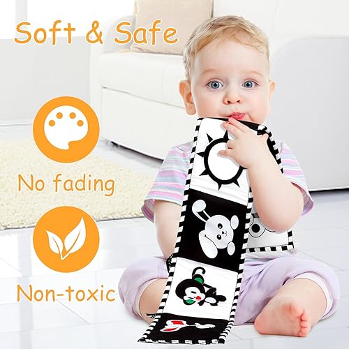 Miniatura 5 de Juguetes para bebés en blanco y negro de 0 a 3 meses, de alto contraste, juguetes para recién nacidos, juguetes Montessori para bebés de 0 a 6