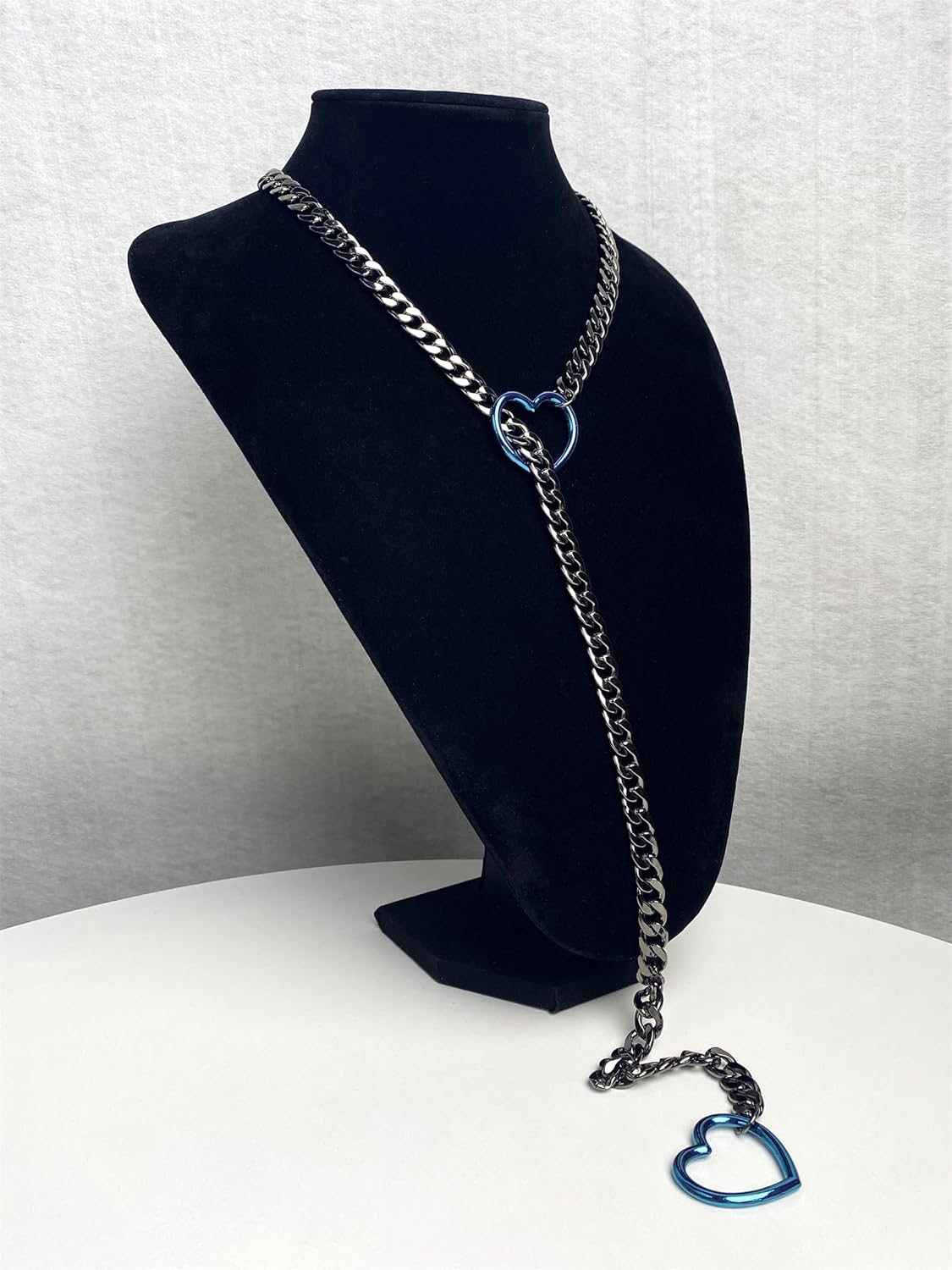 Slip Chain Necklace For Women, Black Heart O-Ring, Cuban Long Necklace Jewelry, Lariat Y-Necklace - Image 4