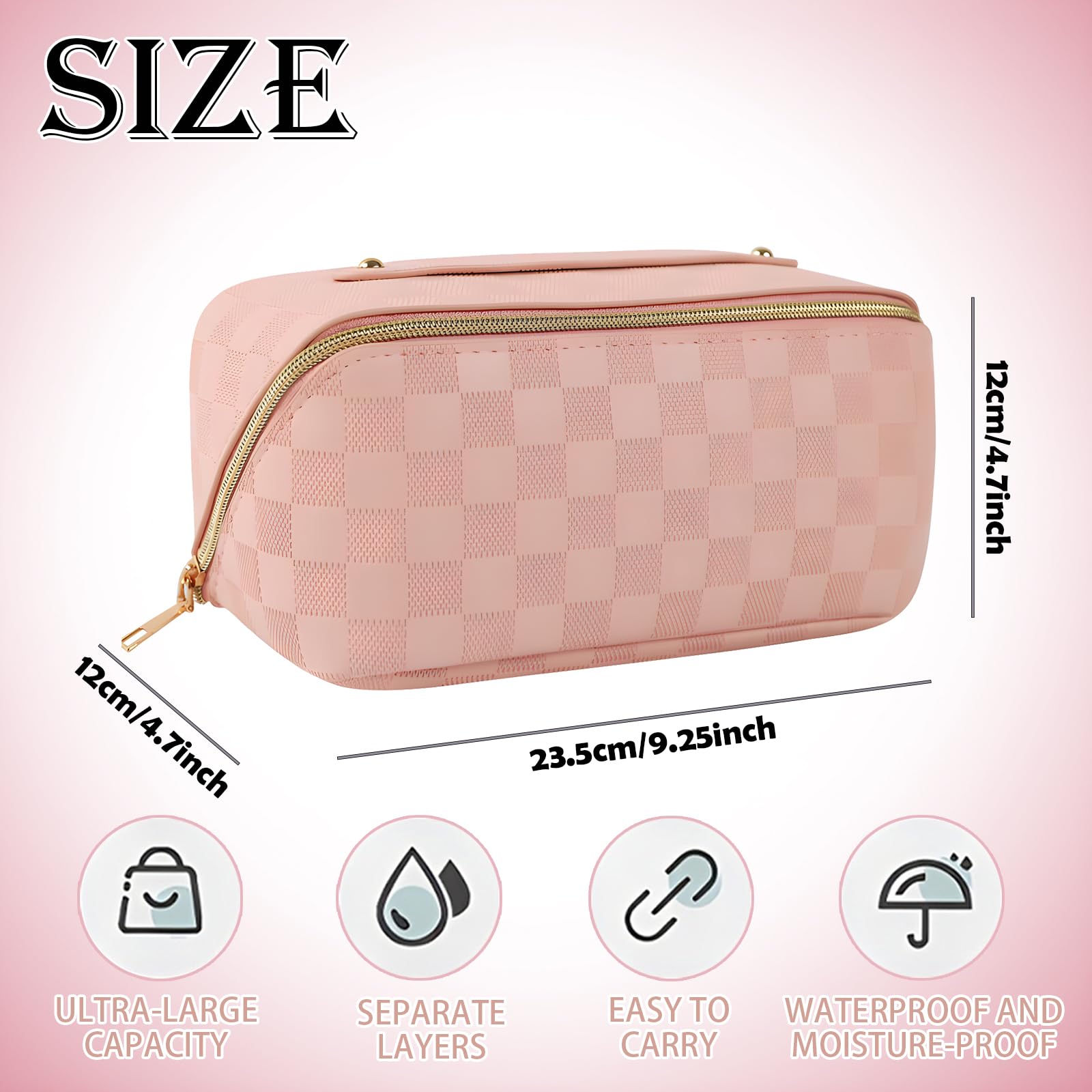 LHLZNB Ultimate Flat Lay Makeup Bag - Stylish Wash Bag & Toiletry Bag for Women, Pink - Image 2