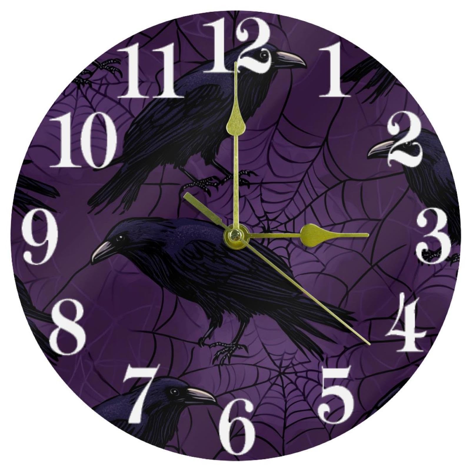 Horloge murale silencieuse violette à quartz sans tic-tac pour chambre