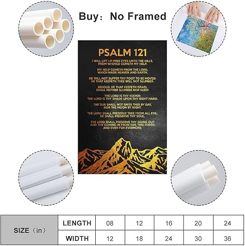 Miniatura 2 de AIDEMEI Lienzo decorativo para pared, fuente dorada sobre fondo negro, Salmo 91, decoración abstracta moderna, pintura al óleo para dormitorio, sala