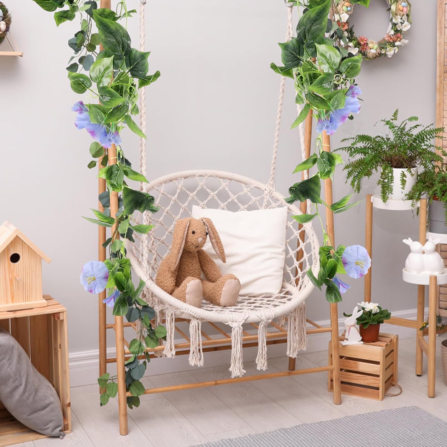 Zerodeko Yellow Artificial Vine Morning Glory Decor Ornament Artificial Flowers Floral Garland Artificial Plants Outdoor Artificial Flower Garland Vine Door Simulation Arch