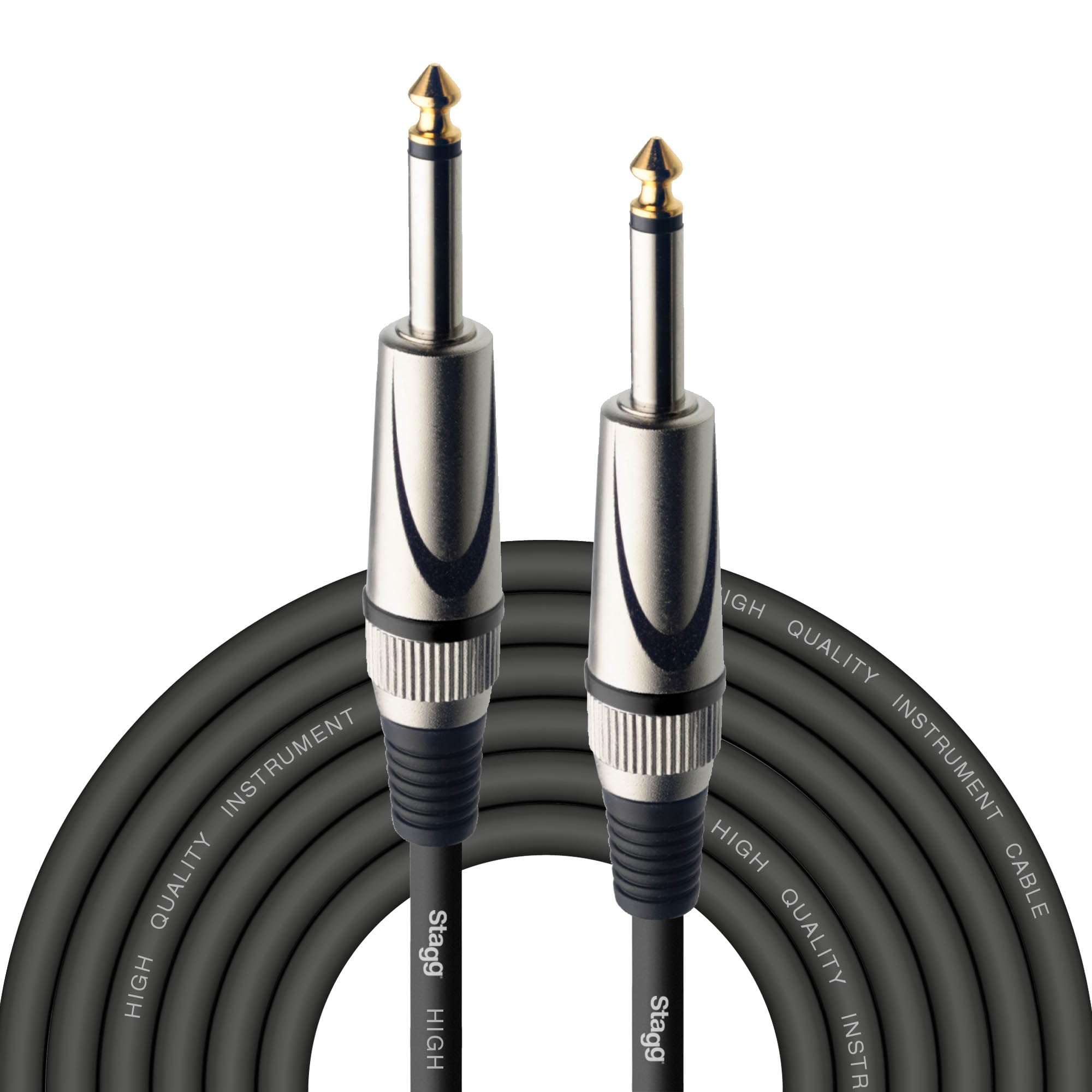 Stagg Deluxe Instrument Cable, 1/4"" 6.35mm Jack To Jack, Heavy-Duty Connector...