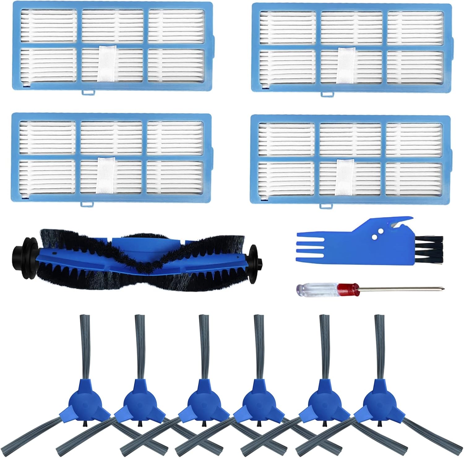 15-Pack Robot Vacuum Replacement Parts Accessories Kit Compatible with DeenKee DK600 R3500 R3500S R550 R500+ R3500 R600 R700 R750 GOOVI 1600PA 2100 PA D380 D382 J20C iMartine C800 D900 D900C