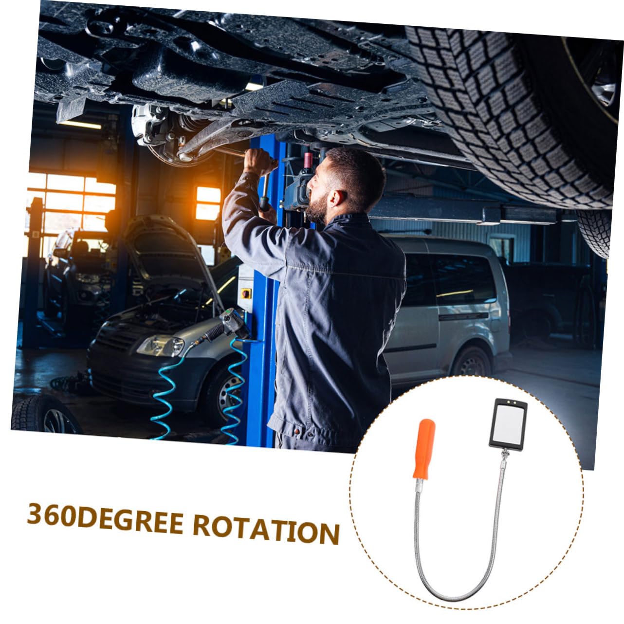 Flexible Rotating Inspection Mirror Led Light for Automotive and Shower Use Mechanic Tool for Underbody Inspection and Quick Vehicle Checks