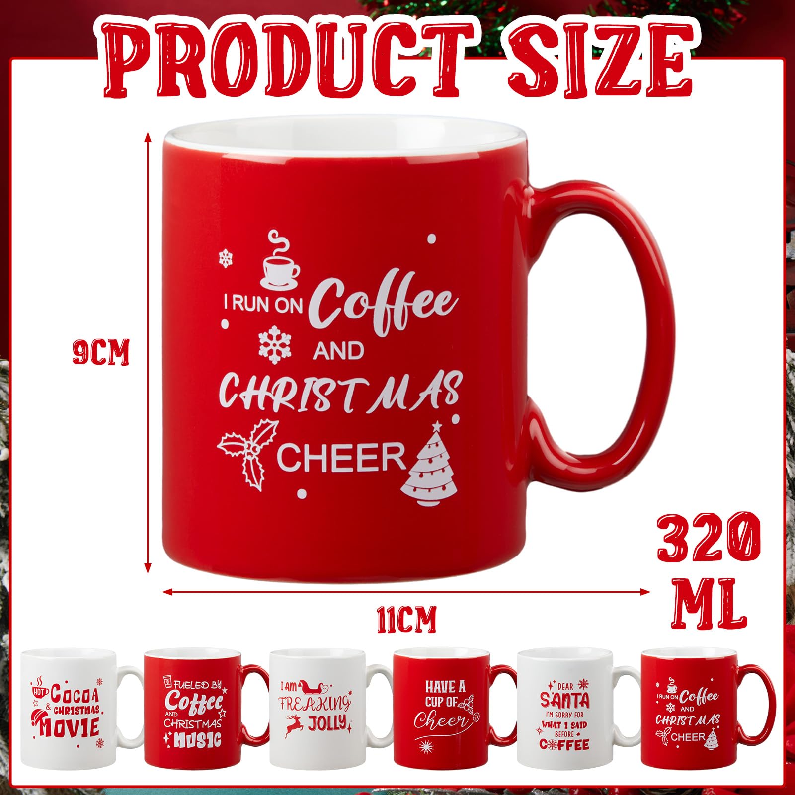 Maxcheck 6 tazas de Navidad reutilizables para Navidad, divertidas tazas de café de Navidad, para vacaciones, leche, cacao caliente, té, regalo de Navidad, decoración de bricolaje