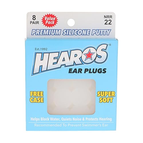 HEAROS Tapones para los oídos de natación impermeables de silicona moldeable, NRR 22, 8 pares