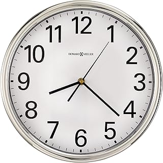 Howard Miller Hamilton Wall Clock 625-561 â€“ Polished Silver-Tone Finished Case, Classic Round Design, Reflective Finishes, Modern Home Decor, Quartz Movement