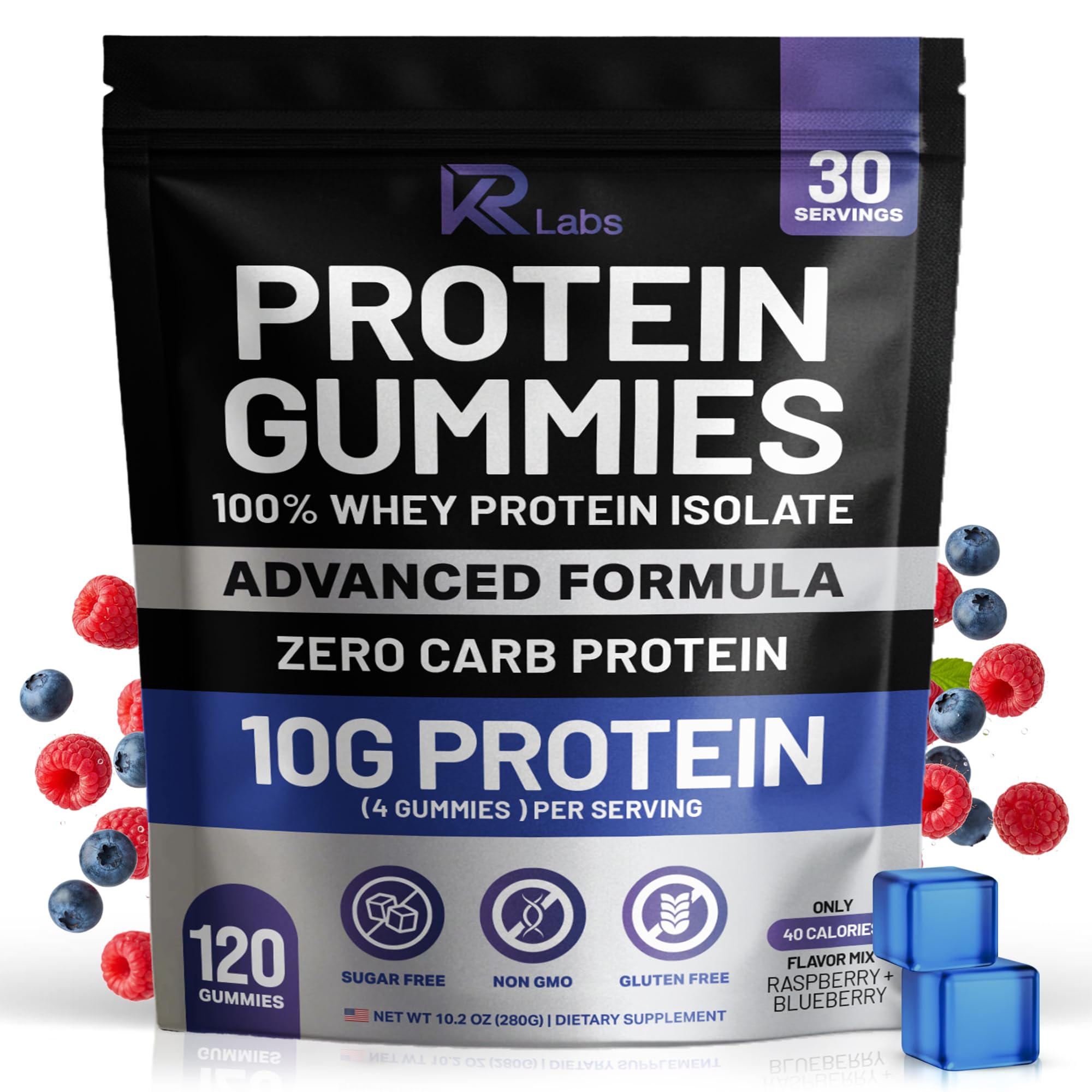 Zero Carb Whey Isolate Protein Gummies, Mixed Berry, 120 Count
